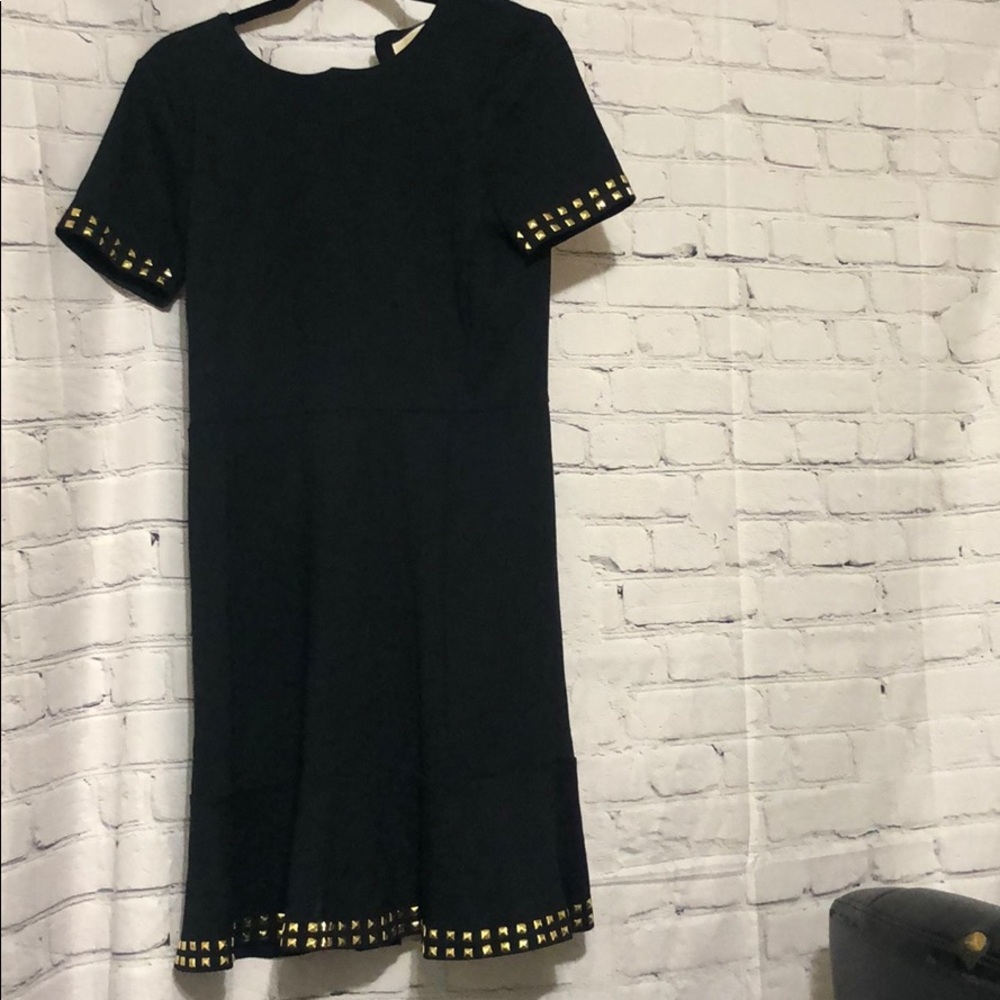 Black gold stud Michael Kora dress